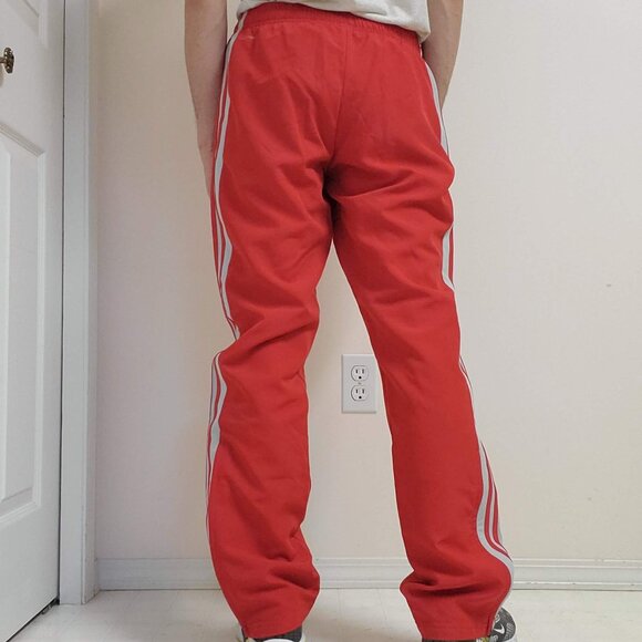 Adidas Scarlet Red Grey Stripes Track Pants Soccer Football Firebird - Picture 4 of 16